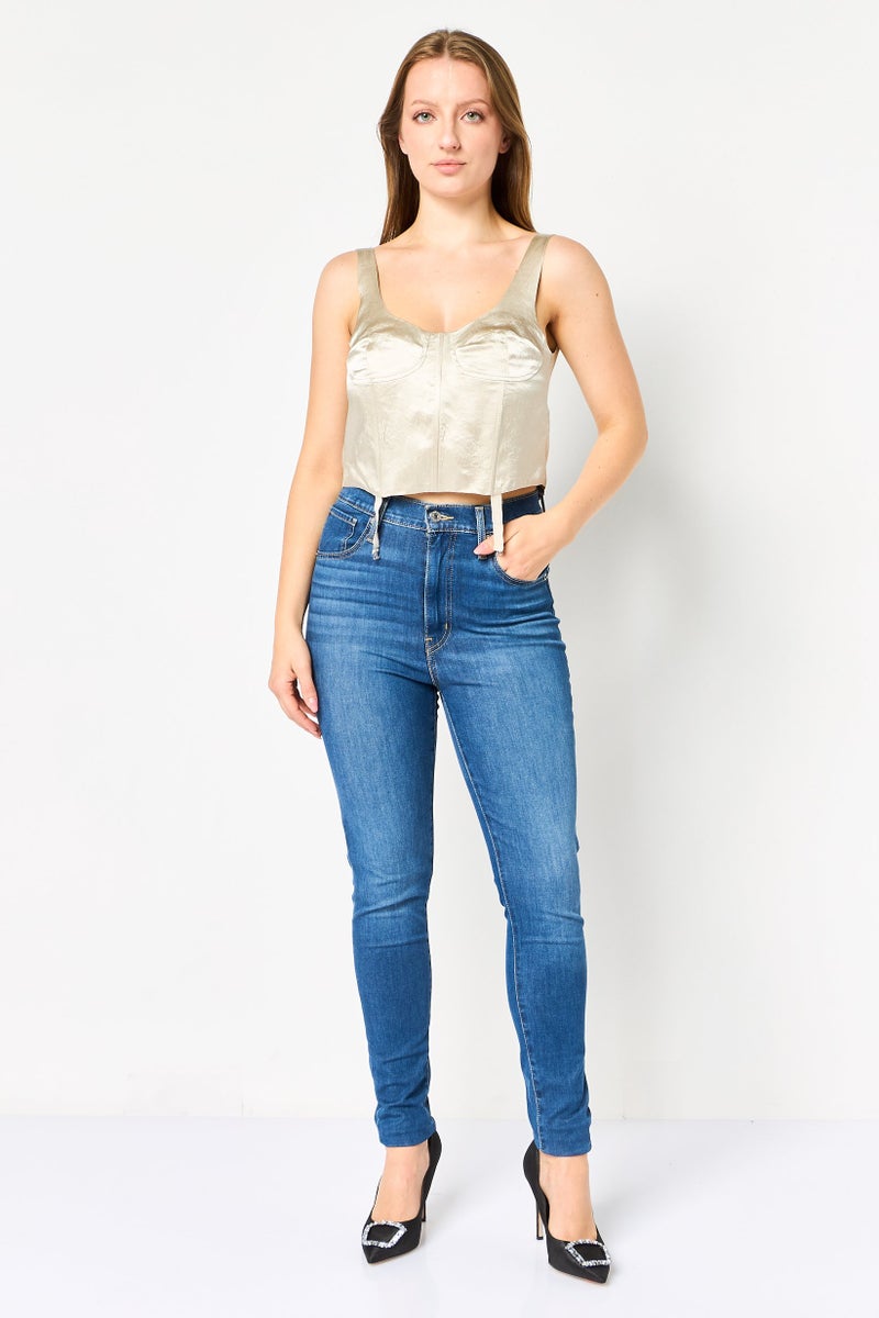 Zara Women U Neck Sleeveless Plain Tank Top, Light Grey - Image 3