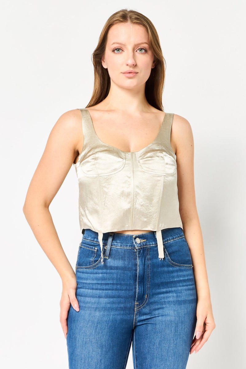 Zara Women U Neck Sleeveless Plain Tank Top, Light Grey - Image 1