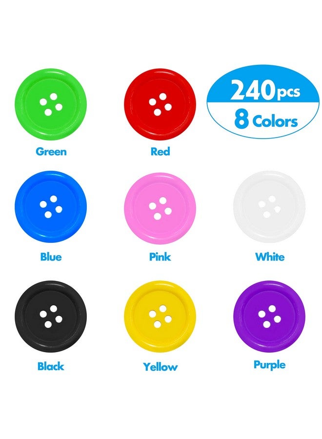 Vantasii 240 Pcs In 8 Colors Round Multicolored 4 Holes Resin Buttons 25Mm For Sewing Craft (1 Inch) - Image 2