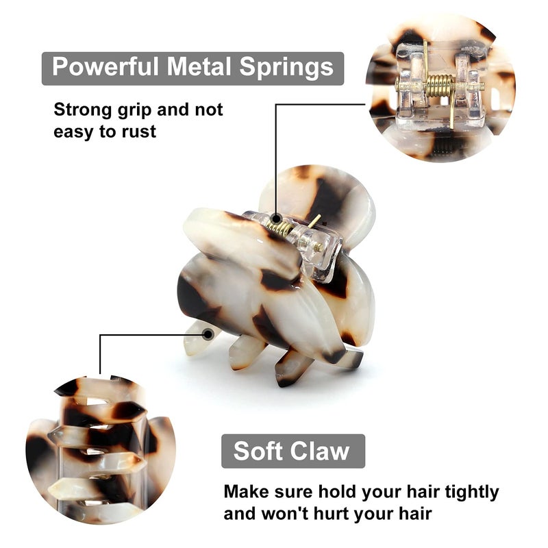 Cobahom Hair Clip, 6Pcs Small Hair Clips Mini Hair Claws Tortoise Shell Leopard Acrylic Hair Jaw Clips Clamps for Women Girls Thin Thick Hair - Image 4