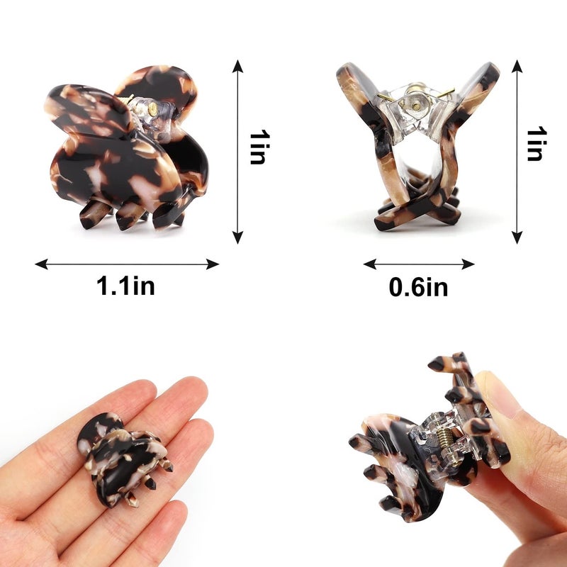 Cobahom Hair Clip, 6Pcs Small Hair Clips Mini Hair Claws Tortoise Shell Leopard Acrylic Hair Jaw Clips Clamps for Women Girls Thin Thick Hair - Image 3