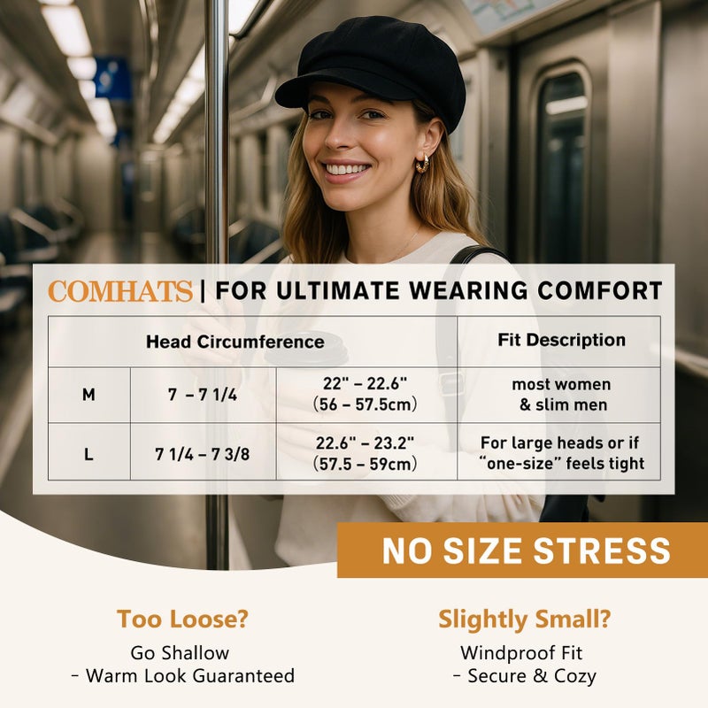 Comhats Winter Newsboy Hat for Women Wool Beret Caps Fashion Warm Brim Cute Visor Ladies Cabbie Pageboy Paperboy Fall Baker Orange Plaid Medium - Image 5
