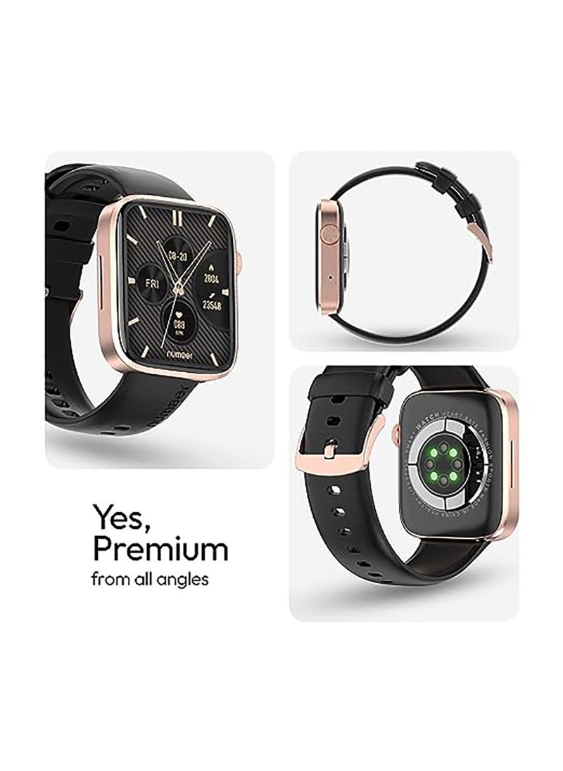 Number - DialFit Pro Max Bluetooth Calling Smart Watch,Largest 1.91" Bezel-less Edge-to-Edge Display,600 Nits Brightness, Sleek Metallic Body, Wireless Charging, Health Suite Black Gold Strap - Image 1