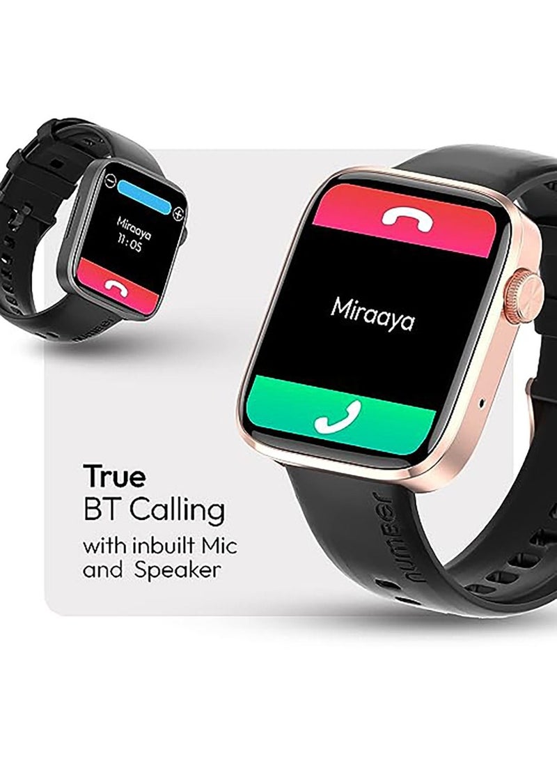 Number - DialFit Pro Max Bluetooth Calling Smart Watch,Largest 1.91" Bezel-less Edge-to-Edge Display,600 Nits Brightness, Sleek Metallic Body, Wireless Charging, Health Suite Black Gold Strap - Image 1