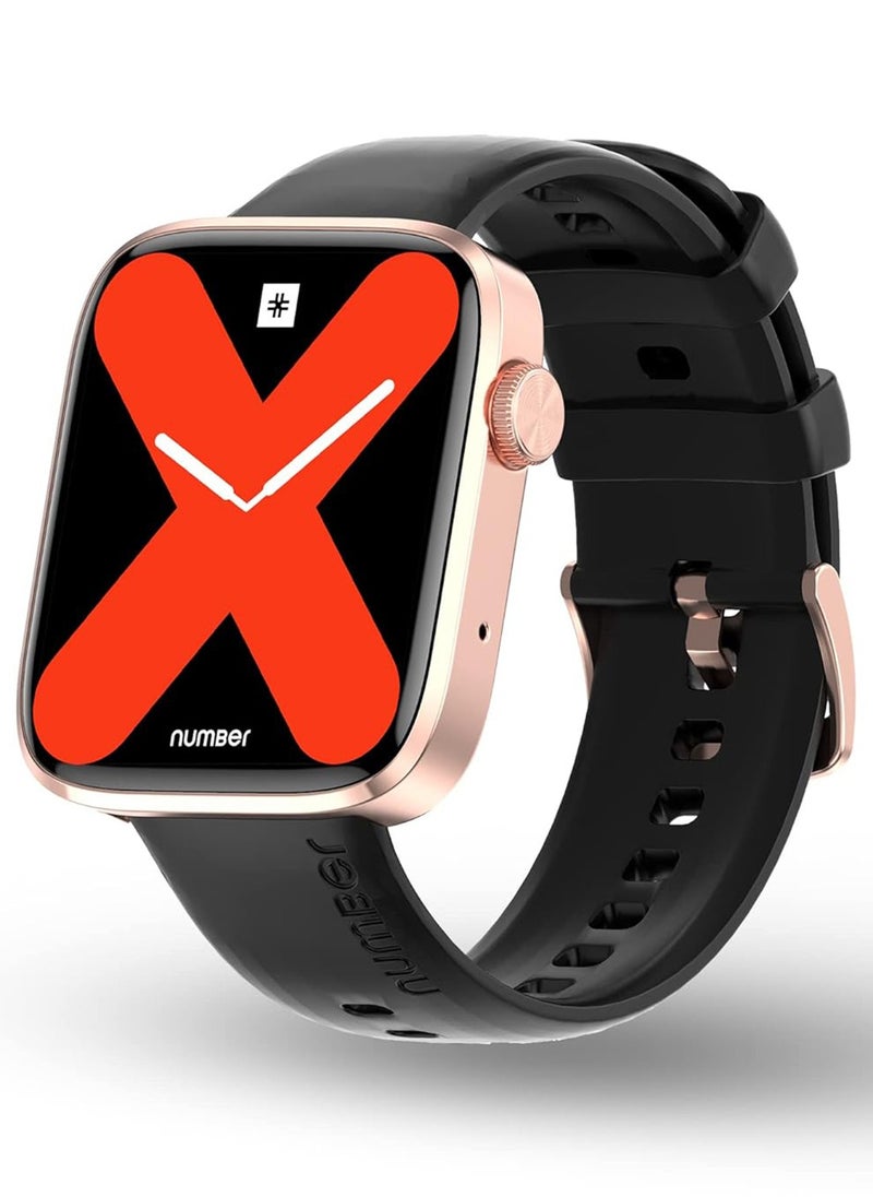 Number - DialFit Pro Max Bluetooth Calling Smart Watch,Largest 1.91" Bezel-less Edge-to-Edge Display,600 Nits Brightness, Sleek Metallic Body, Wireless Charging, Health Suite Black Gold Strap - Image 1