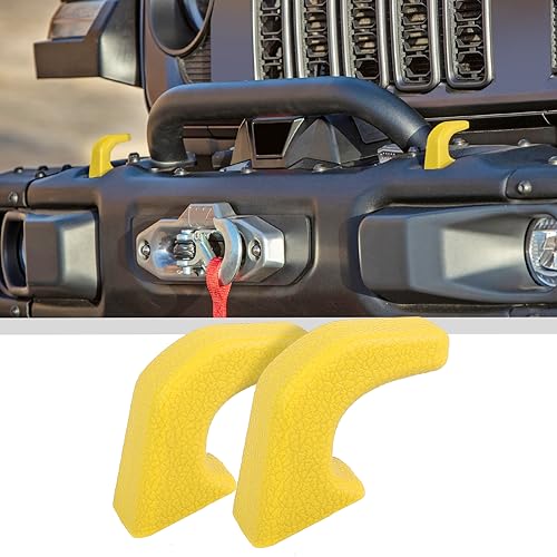 JWWY Bumper Tow Hook Covers Tow Trailer Hitch Receiver Cover Towing Hitch Rubber Sleeve Protector Cover Trim Fit for 2007-2026+Jeep Wrangler JL Gladiator JT 4XE JK Exterior Accessories 2pcs Yellow - Image 1