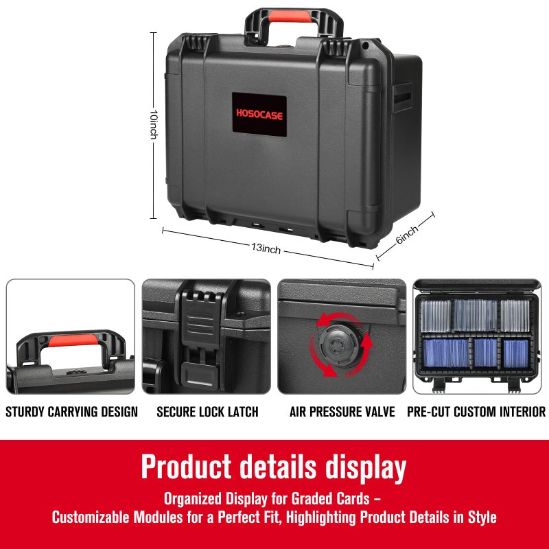 HOSOCASE Sports Card Case Storage Box: Trading Cards Storage Box for PSA Graded Cards Holder and Top Loaders, Baseball Sport Card Storage Boxes, Waterproof Hard Case with 6 Dividers for Top Loaders Card (300+) - Image 4