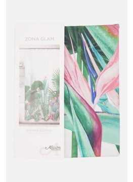 allure Graphic Print Shower Curtain, White Combo  - Image 1