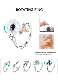 6Pcs Fidget Anxiety Rings for Women Spinner Band Rings for Anxiety Adjustable Cubic Zirconia Flower Butterfly Bead Stress Relief Spinning Stackable Ring Set, Gift for Women Girls - pzsku/Z76307AC89B978DF758C5Z/45/_/1733471133/08529510-bb53-450d-933e-3561dc742ce7