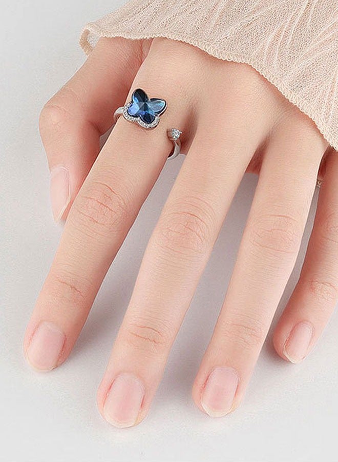 وهاواي 6Pcs Fidget Anxiety Rings for Women Spinner Band Rings for Anxiety Adjustable Cubic Zirconia Flower Butterfly Bead Stress Relief Spinning Stackable Ring Set, Gift for Women Girls - Image 5