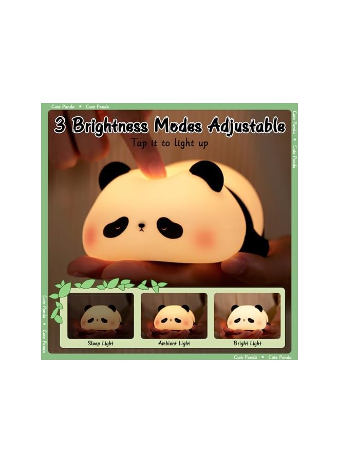 The Bros Children's Night Light, Panda Night Lamp, Children, 3 Light Modes, Nursing Light, Dimmable with Timer, Touch Control, Silicone Night Light, Baby, USB Rechargeable Panda Lamp, Cute Night Light, - Image 4
