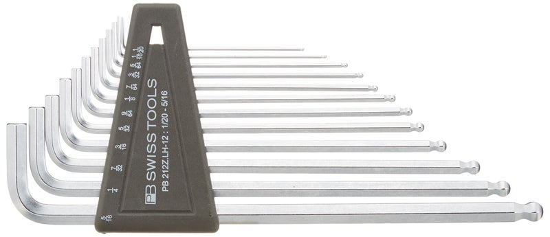 PB SWISS TOOLS PB Swiss PB-212 ZLH-12 12 Piece Long Chrome Ball Point Hex/Allen Key Set - Image 1