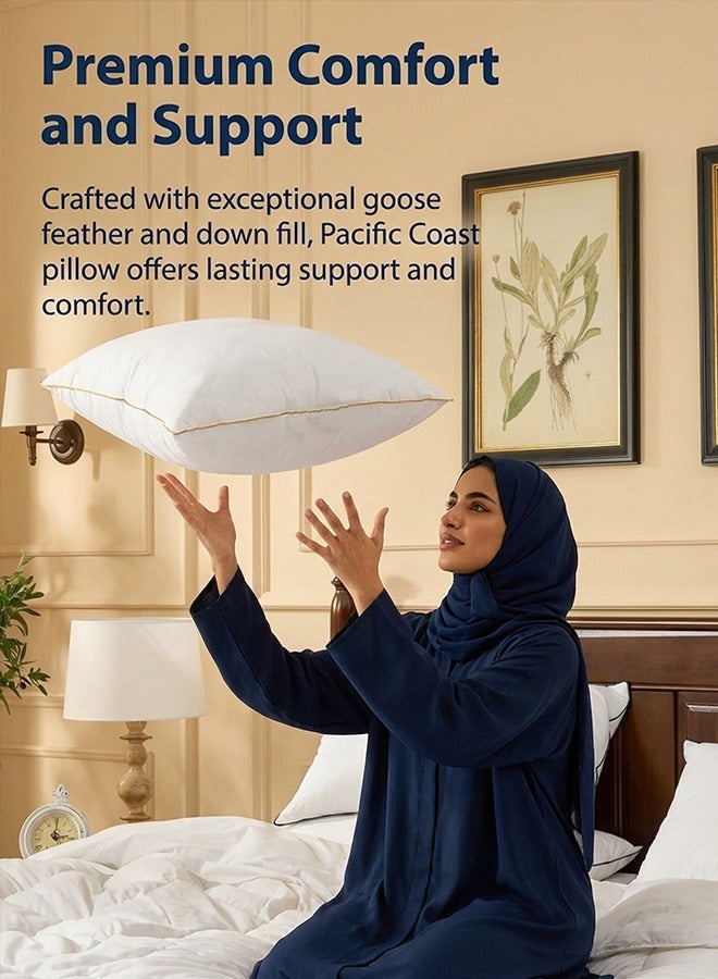 أسرار 1 قطعة | مخدة نوم فاخرة بحشوة مايكروفايبر باللون الأبيض وخط ذهبي أنيق، دعم مريح ونوم هادئ  – وزن 1000 غرام - Image 2