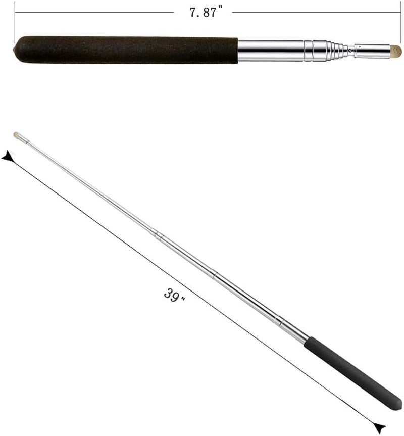 DAITET Telescopic Teachers Pointer,Teaching Pointer Stick for Classroom,Metal Hand Retractable Pointer Extended Length 39Inch, Handheld Presenter Whiteboard Pointer (Black Frosted) - Image 2