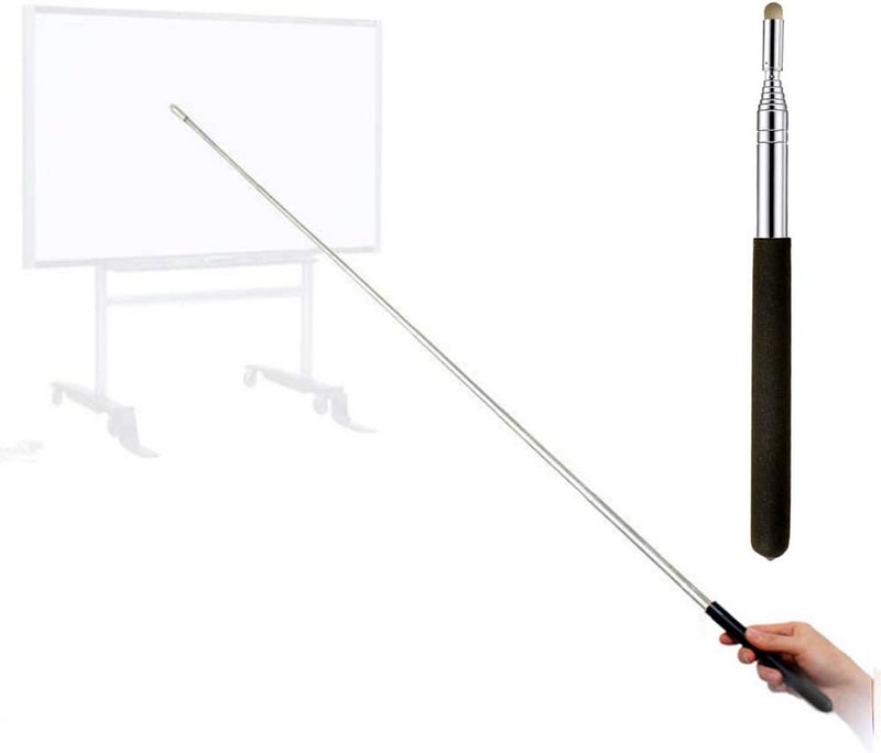 DAITET Telescopic Teachers Pointer,Teaching Pointer Stick for Classroom,Metal Hand Retractable Pointer Extended Length 39Inch, Handheld Presenter Whiteboard Pointer (Black Frosted) - Image 1
