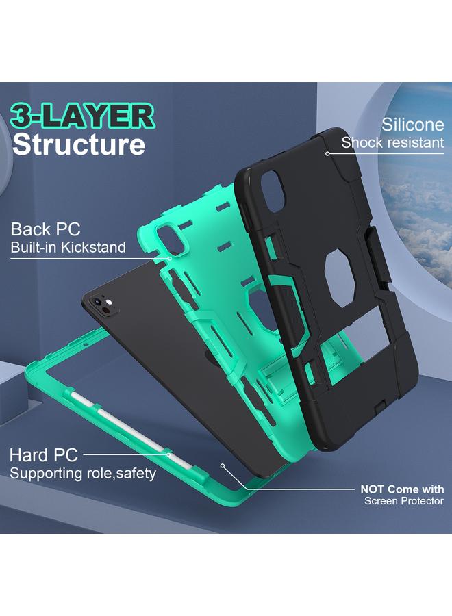 Zaboon Case For iPad Pro 11 2024 Contrast Color Silicone Acrylic PC Tablet Case with Holder - Image 2