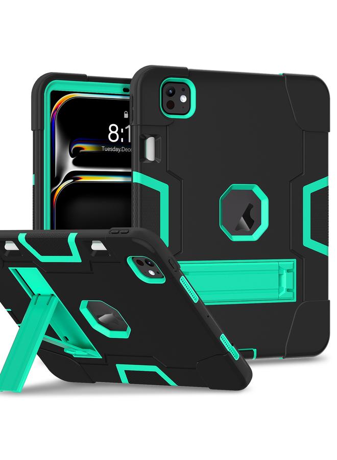 Zaboon Case For iPad Pro 11 2024 Contrast Color Silicone Acrylic PC Tablet Case with Holder - Image 1