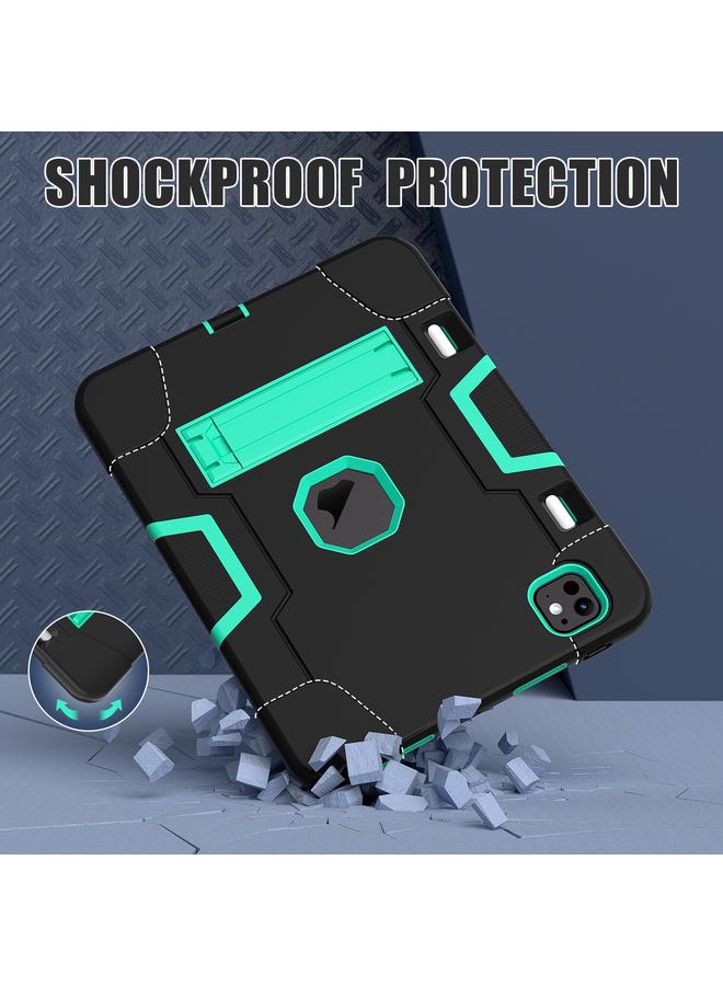 Zaboon Case For iPad Pro 11 2024 Contrast Color Silicone Acrylic PC Tablet Case with Holder - Image 3