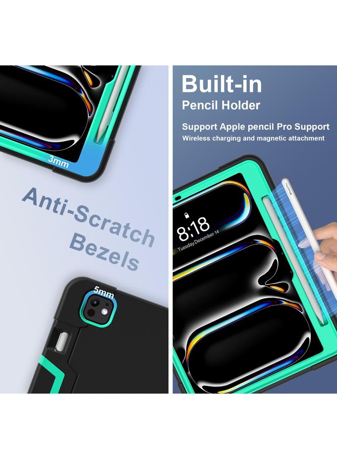 Zaboon Case For iPad Pro 11 2024 Contrast Color Silicone Acrylic PC Tablet Case with Holder - Image 4