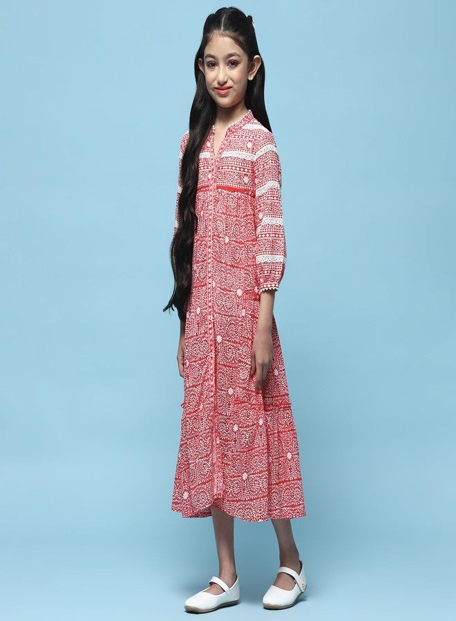 BIBA Girls Printed Tired Kid(KWBEADED BRIGHTS5732_RED_5) - Image 2