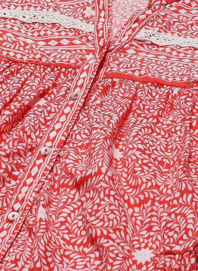 BIBA Girls Printed Tired Kid(KWBEADED BRIGHTS5732_RED_5) - Image 5