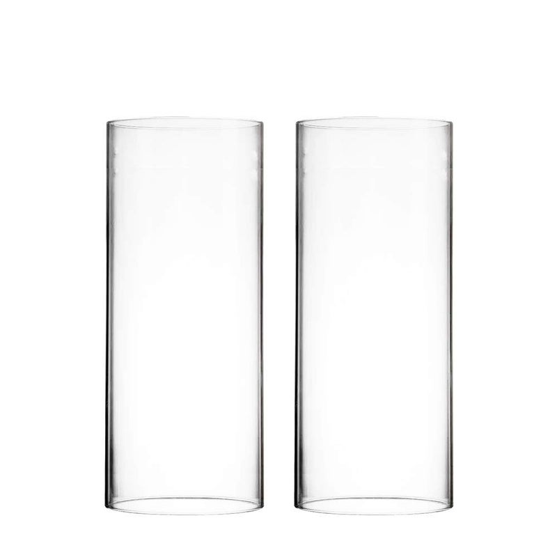 CYS EXCEL 2 PCS H10 D6 Open Ended Glass Hurricane Candleholder Tube Shade  Multiple Size Choices Open Flame Candle Chimney Tube Cover  Bottomless Cylinder