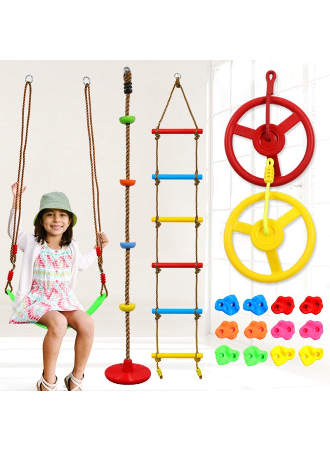 Outdoor Children's Toys Plastic Fitness Large Disc Swing Rope Ladder Climbing Rope Walking Flat Belt Toys-Specifications:Ninja Steering Wheel - Image 2