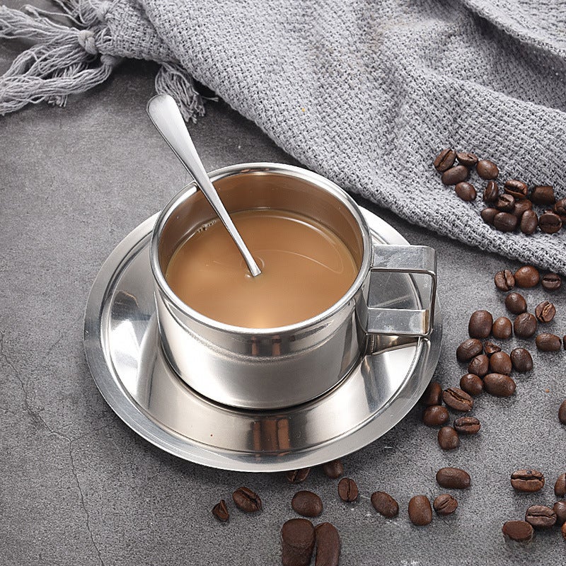 304 Stainless Steel Double-Wall Coffee Cup Set 200ml European-style double-layer anti-scald 