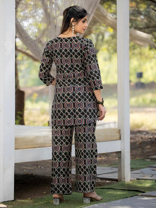 Tee Projekt Cotton Ethnic Wear Co Ord Set for Women | Co Ord Set for Women Stylish Black - Image 3