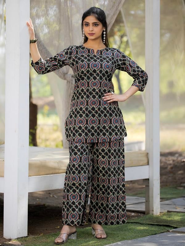 Tee Projekt Cotton Ethnic Wear Co Ord Set for Women | Co Ord Set for Women Stylish Black - Image 2
