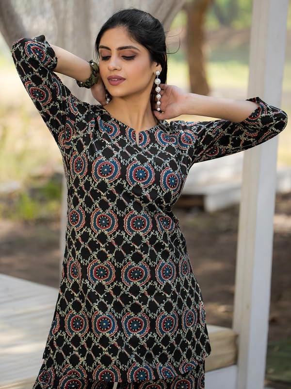 Tee Projekt Cotton Ethnic Wear Co Ord Set for Women | Co Ord Set for Women Stylish Black - Image 5