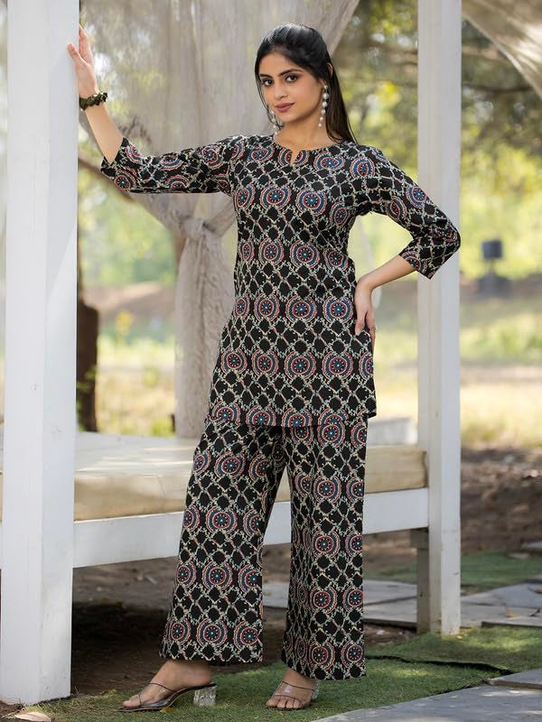 Tee Projekt Cotton Ethnic Wear Co Ord Set for Women | Co Ord Set for Women Stylish Black - Image 4