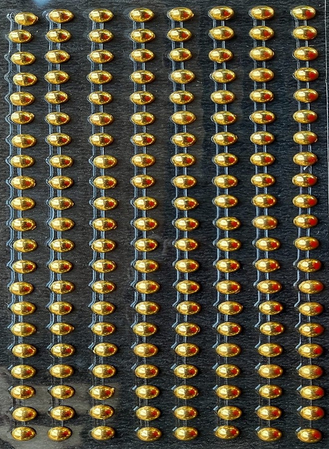 MSGH Pearl Stone Sticker 7mm Diameter Crystal Bead Sticker Sheet (Set of 3 Sheets) (Golden Stone Sticker) - Image 2