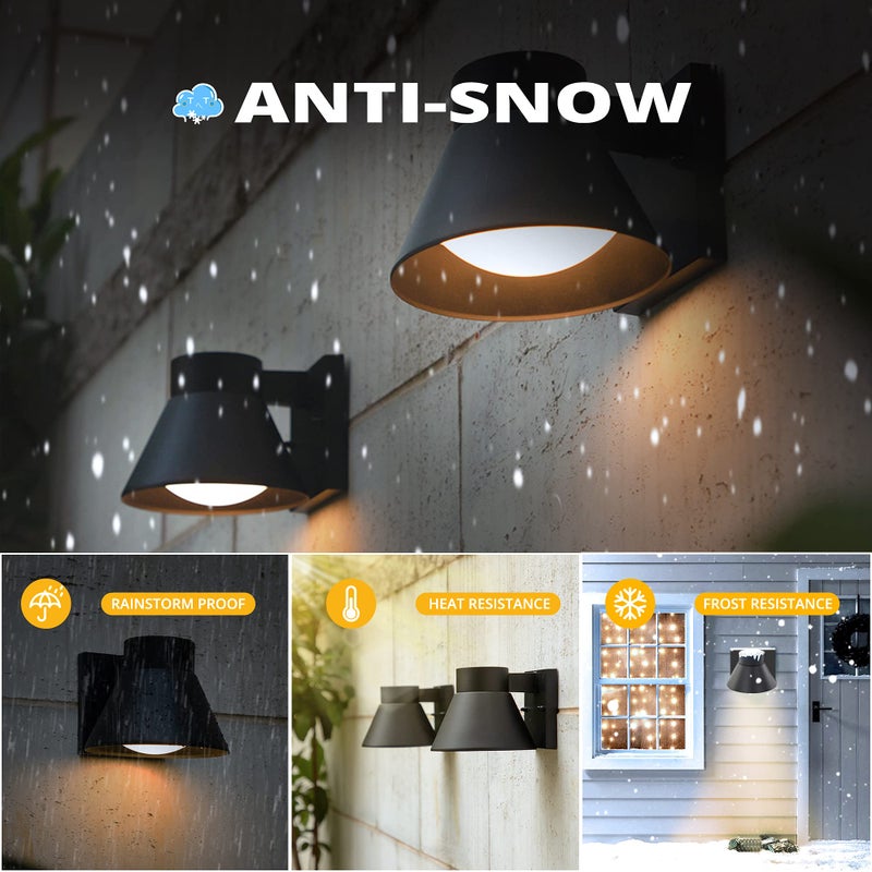 UME 2 Pack LED Outdoor Wall Light Fixtures, Black Front Porch Lights Wall Mount Lighting, Exterior Waterproof Wall Lantern Light Fixture Anti-Rust Farmhouse Wall Sconce for Patio, Doorway, Garage - Image 3