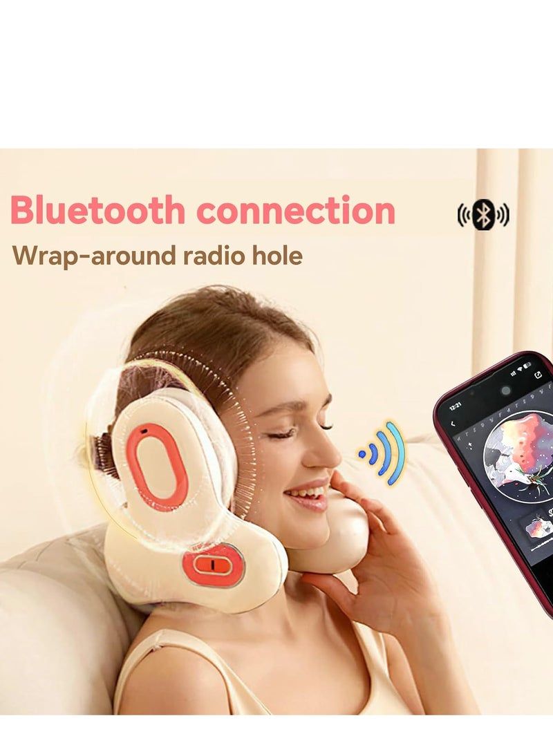 BlueFire Neck Pillow for Travel with Bluetooth Headset | U-Shape Ergonomic Memory Foam Airplane Pillow with Built-in Speaker | Noise Reduction, Head & Neck Support, Adjustable Buckle, Drawstring Bag | Travel Music Pillow for Airplane, Car, Office, Home - Image 4