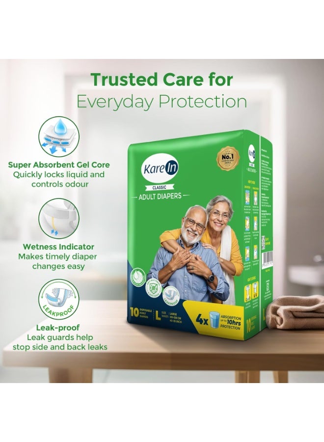 Karein Classic Adult Diaper Tape L Size, Large, Waist, 120 Unit, Long Protection Hour, Unisex, Quick & Even Absorption, Anti-Bacterial, Leakproof, Odour Control, Wetness Indicator - Image 2