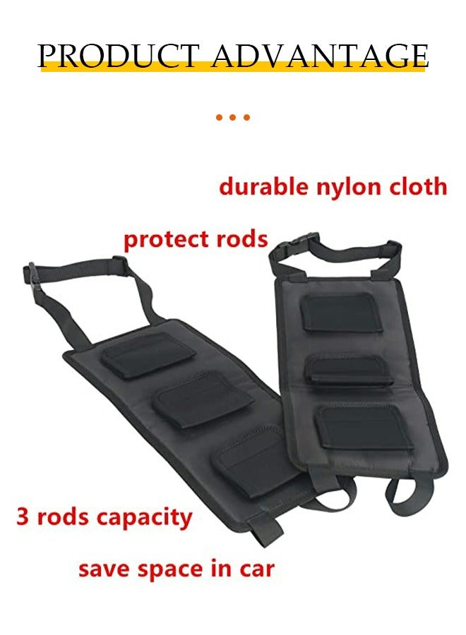 Beauenty Vehicle Fishing Rod Carrier Carrier 2pcs Fishing Rod Carrier Car Fishing Rod Holder Backseat Holds 3 Poles Tackle Tool Fishing Rod Storage Bag for Car Fishing Rod Car Roof Carseat Easy Install Fishi  - Image 2