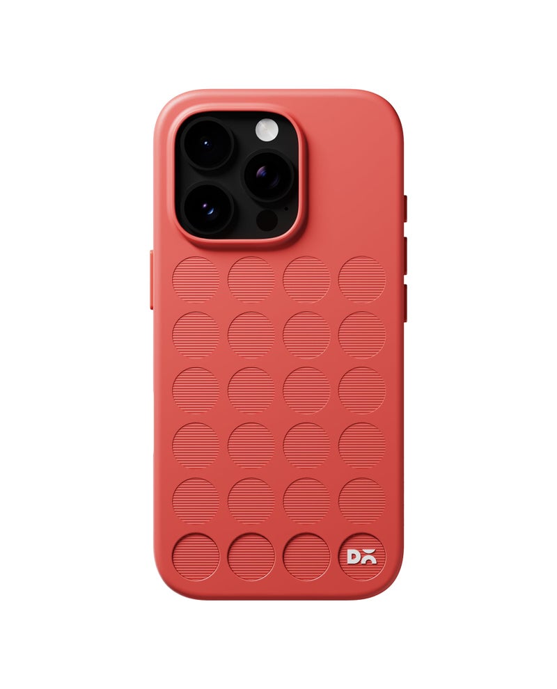DailyObjects iPhone 16 Pro Stack Signature Magnetic Case Cover | Compatible with Magsafe | Camera & Body Protection | Shock/Scratch Proof| Dual Hybrid Protection | Wireless Charging - Coral Red - Image 1