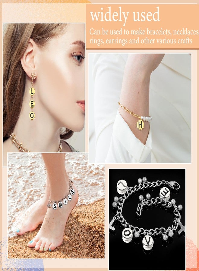 Sureio 114 Pcs Alloy Alphabet Letter Beads 8 mm Flat Round with Letter A-Z Plated Metal Initial Loose Spacer Beads for DIY Bracelet Necklace Earring Jewelry Craft Making(Gold, Silvery) - Image 4