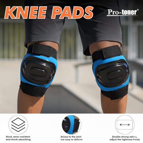 Protoner Kids Skating Protection Kit with Helmet, Knee Pads, Elbow Pads and Wrist Guards,Multiple Colors & Sizes (Blue, Small) - Image 3