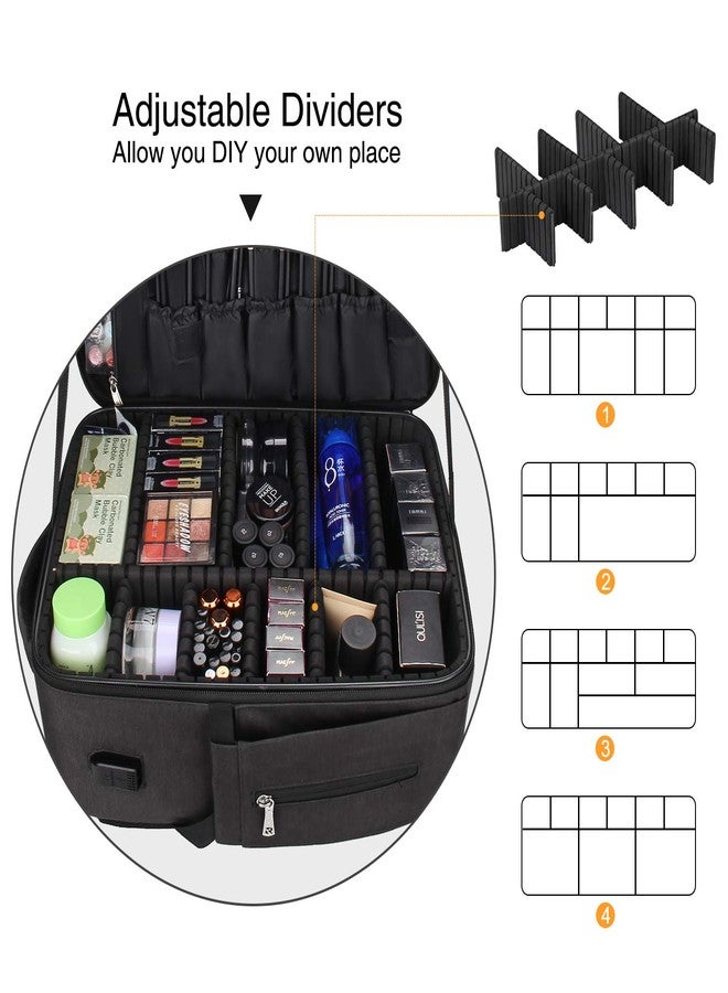 Relavel Professional Makeup Bag Makeup Backpack and Cosmetic Bag, Durable Waterproof Material with Shoulder Straps and Adjustable Dividers, Professional Makeup Artist Organizer - Image 3