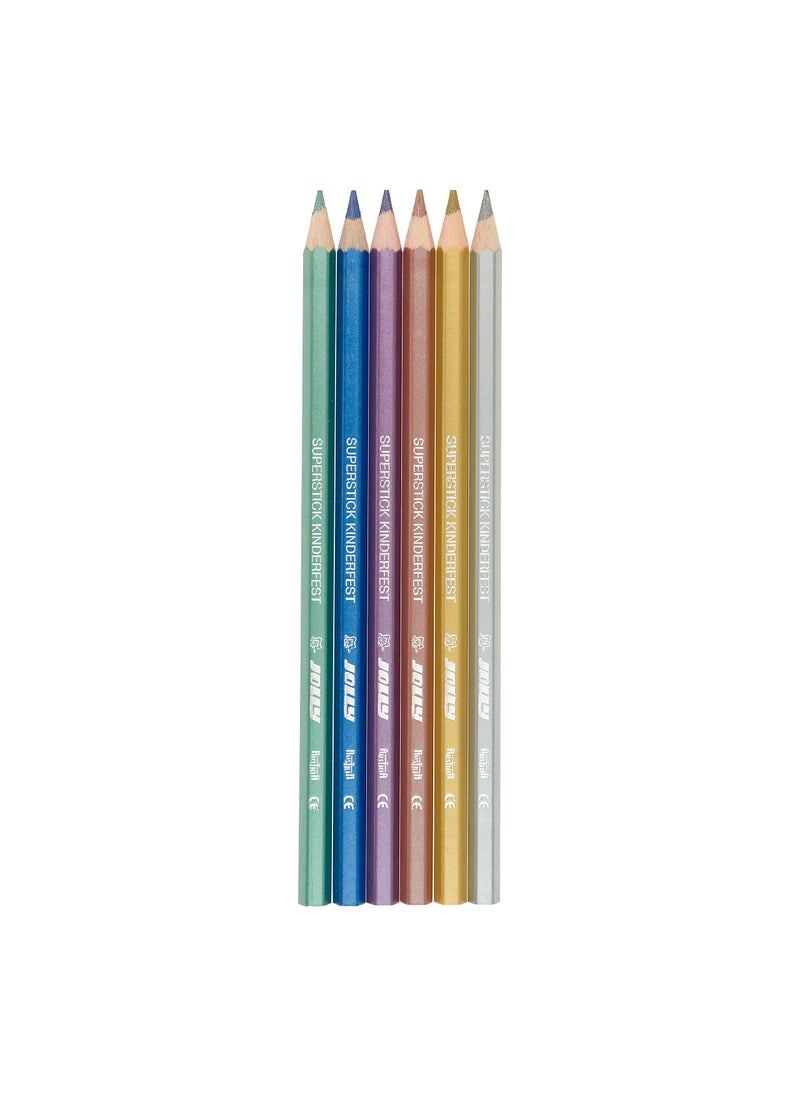 JOLLY Jolly Supersticks Premium European Metallic Colored Pencils; Set of 6, Perfect for Adult and Kids Coloring  - Image 3