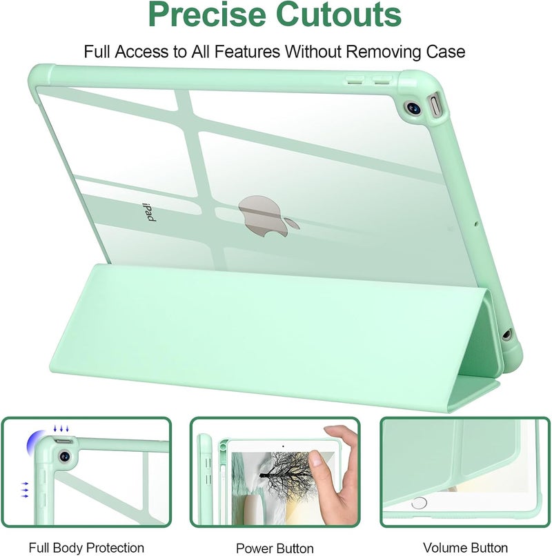 APHBZGE Case Compatible with iPad 9/8/7th Generation 10.2’’2019/2018/2017,Case for iPad 10.2 inch, Shockproof Hard Shell Clear Cover with Pencil Holder,Tablet cover for iPad 10.2‘‘ with Auto Wake/Sleep,Green - Image 3
