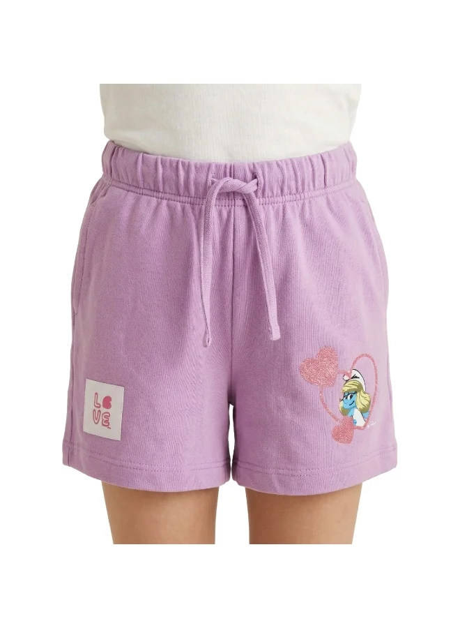 Trucare  Toddler Girls Smurfs Love Graphic Cotton Shorts for Kids | Best Price UAE