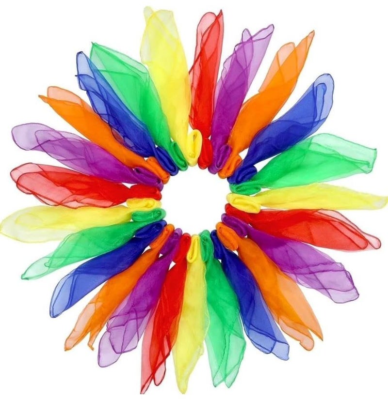 Happon 24 Pcs Sensory Juggling Scarves Assorted Colors - Image 2