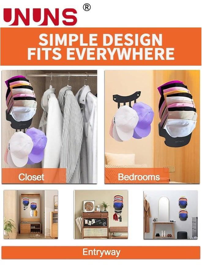 UNUNS Hat Rack For Wall,2 Pack Organizer Baseball,2 In 1 Baseball Cap With Hooks,Hold Up To 30 Caps,Hat Holder Storage Display Closet Bedroom Entryroom  - Image 4