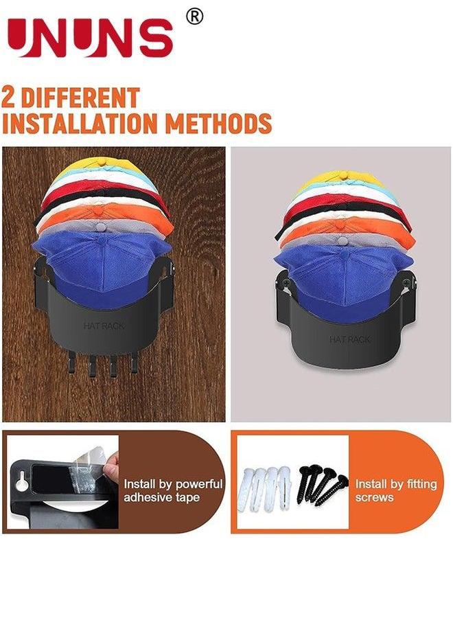 UNUNS Hat Rack For Wall,2 Pack Organizer Baseball,2 In 1 Baseball Cap With Hooks,Hold Up To 30 Caps,Hat Holder Storage Display Closet Bedroom Entryroom  - Image 5
