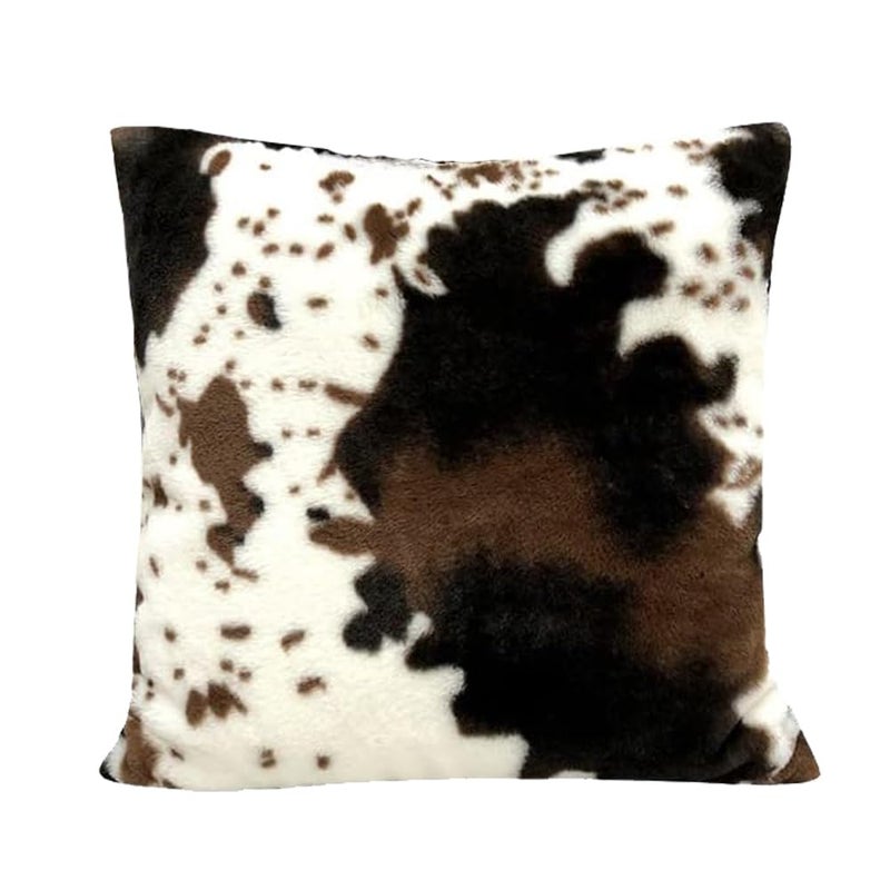 TOMWISH Cowhide Animal Black White and Brown Faux Fur Throw Pillow Covers 18x18 Set of 2 for Chair Bedroom Living Room Sofa Couch Bed Outdoor Double Sided Printing Furry Soft Cozy Pillow Covers - Image 2