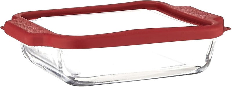 Anchor Hocking 8-inch True Fit Square Baking Dish with Red Lid - Image 1