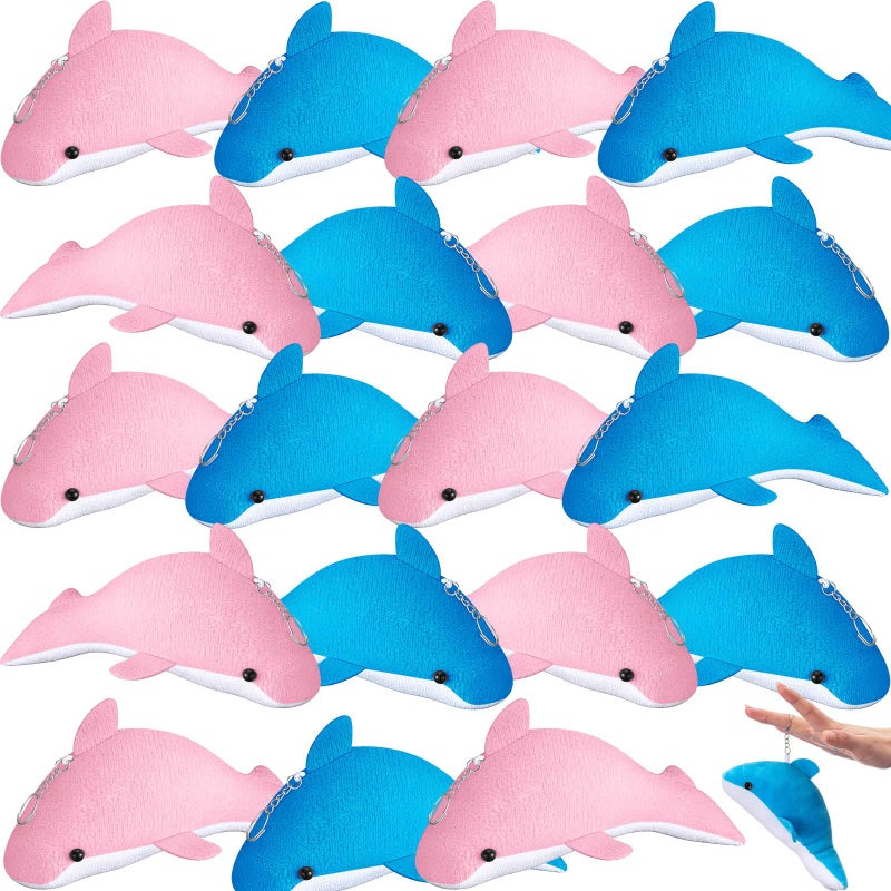 Arrowbash 20 Pcs Plush Dolphin Toys 71 Dolphin Plush Stuffed Animal Dolphin Keychain Soft Decorative Dolphin Charm Keyring for Ocean Life Party Favors Accessory Baby Shower Decor - Image 3